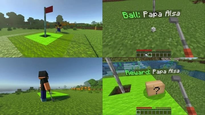 Процесс игры в гольф и табло счета в Minecraft PE (Bedrock)