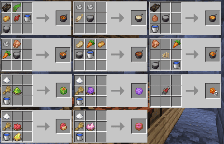 Рецепты крафта и готовки еды из мода Много новой еды в Майнкрафт ПЕ (Бедрок)