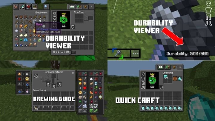 Темный интерфейс и просмотр прочности в Minecraft PE (Bedrock)