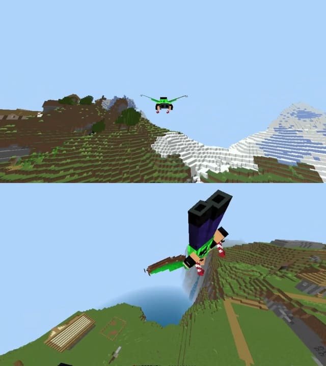 Плавный и реалистичный полет на элитре в Minecraft PE (Bedrock)