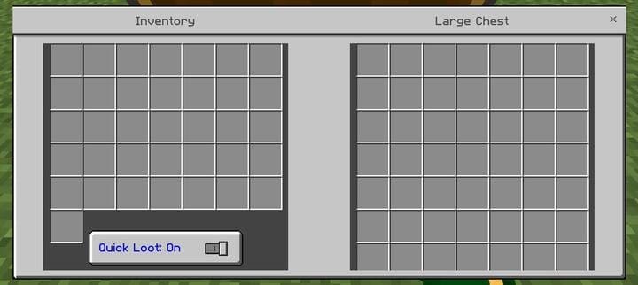 Кнопка быстрого лута в инвентаре в Minecraft PE (Bedrock)