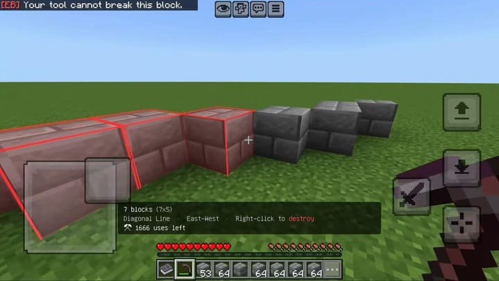 Режим быстрого разрушения блоков киркой в Minecraft PE (Bedrock)