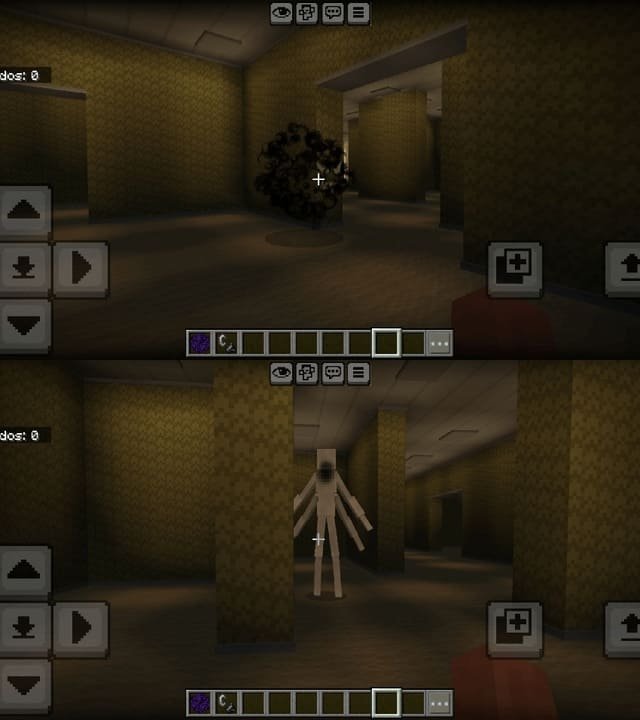 Сущности и радар врагов в измерении Backrooms в Minecraft PE (Bedrock)