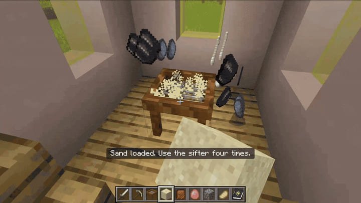 Дроп из сита: кремень, глина и золотые самородки в Minecraft PE (Bedrock)