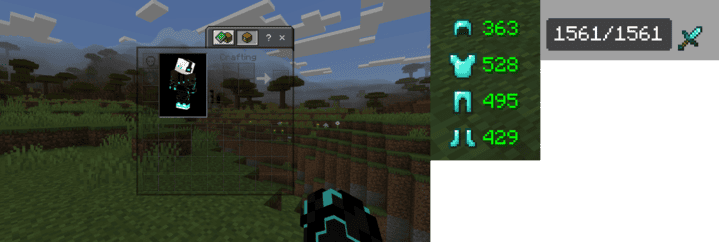 Прозрачный инвентарь и индикаторы прочности в Minecraft PE (Bedrock)