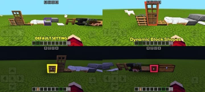 Обводка по форме блока в моде Неоновая обводка для Minecraft PE (Bedrock)