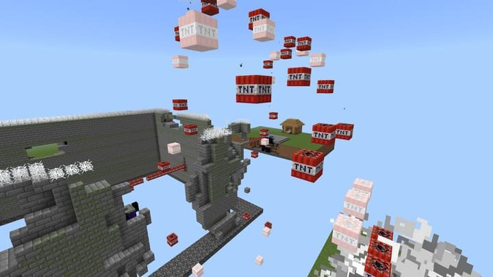 Общий вид арены на карте TNT Битва для Minecraft PE (Bedrock)
