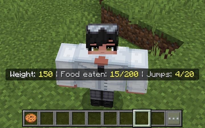 Персонаж с весом 150 в моде Стать толстым для Майнкрафт ПЕ (Бедрок)