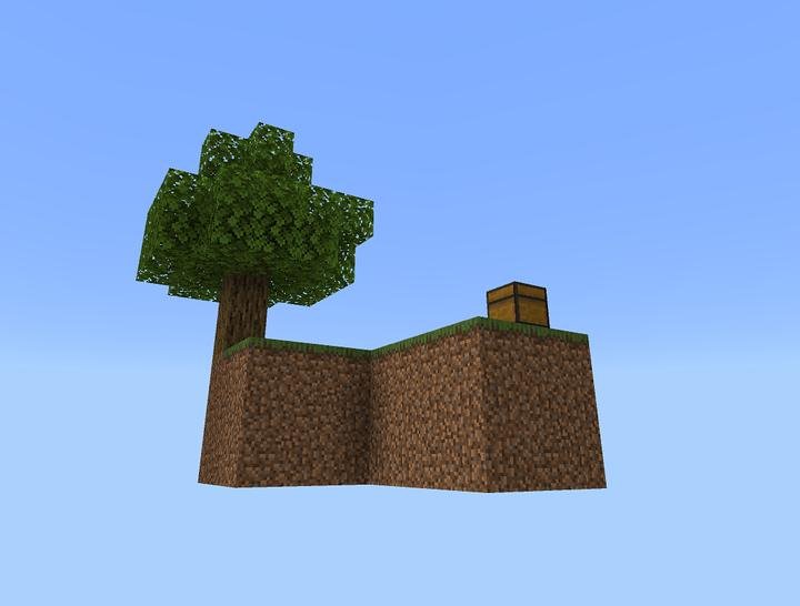 Стартовый остров с деревом и сундуком на карте Острова для Minecraft PE (Bedrock)