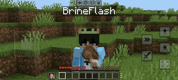 Персонаж ест из левой руки в моде Левая рука для Minecraft PE (Bedrock)