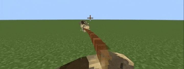 Удар кнутом по мобу на расстоянии в моде Кнут для Minecraft PE (Bedrock)