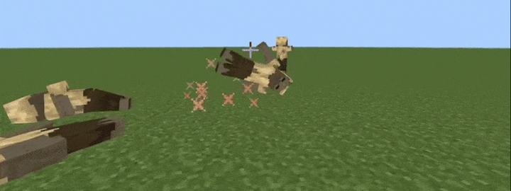 Моб отлетает после удара кнутом в моде Кнут для Minecraft PE (Bedrock)